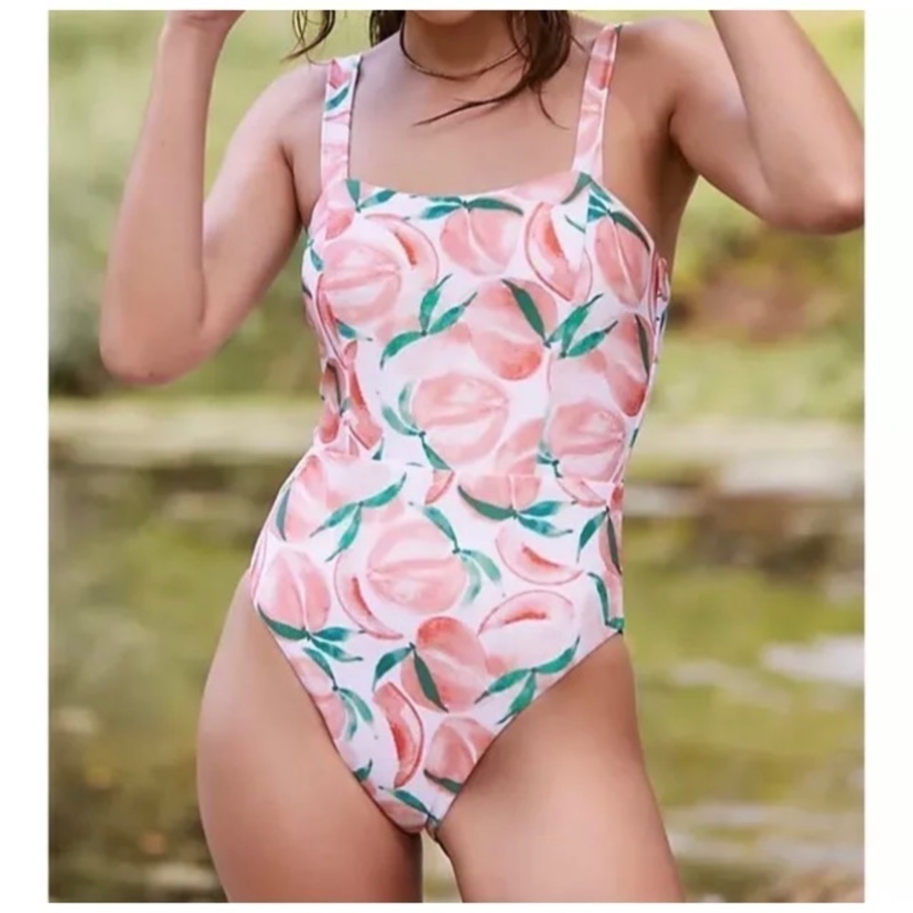 NWOT ANTHROPOLOGIE Peaches Twist-Back One-Piece Swimsuit